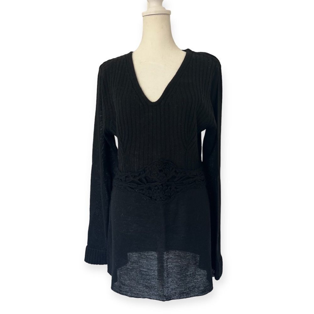 Soft Surroundings Lightweight Wool Blend Tunic Top, Medium, Black